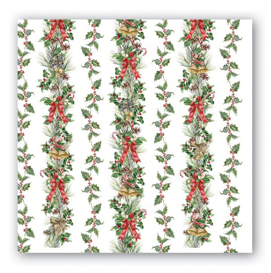 Cocktail Paper Napkins, Holiday Garland 25cm image 0